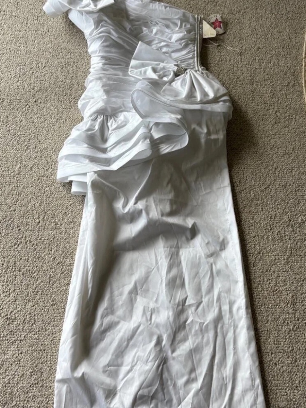Vintage 80s One Shoulder Bridal Dress Union Made NOS Glam Wedding Gown Sz 12 - Picture 2 of 16
